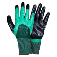 Перчатки трикотажные с двойным нитриловым покрытием р10 (зелено-черные, манжет) SIGMA (9443601)