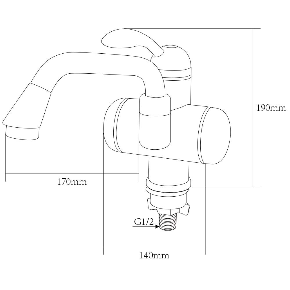 Кран-водонагрівач проточний LZ 3.0кВт 0.4-5бар для раковини гусак вигнутий довгий на гайці AQUATICA LZ-5A211W (9795013) - фото №2 мал.