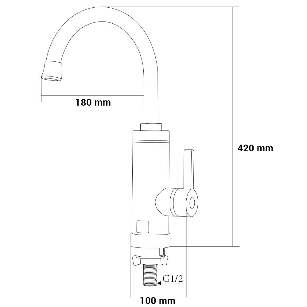 Кран-водонагрівач проточний HZ 3.0кВт 0.4-5бар для кухні гусак вухо на гайці (C) AQUATICA HZ-6B143C (9791110) - фото №2 мал.