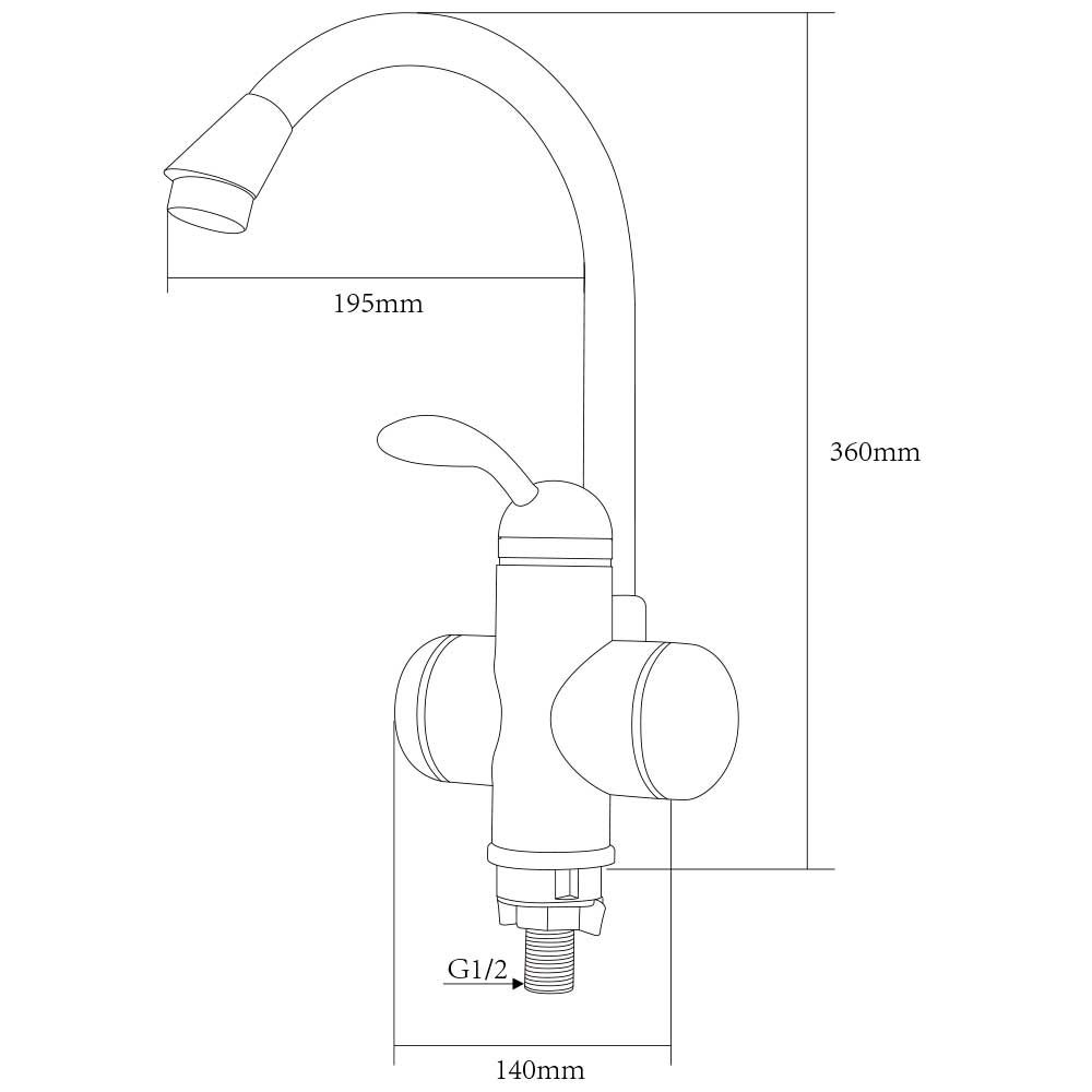 Кран-водонагрівач проточний LZ 3.0кВт 0.4-5бар для кухні гусак вухо на гайці AQUATICA LZ-6B111W (9795103) - фото №2 мал.