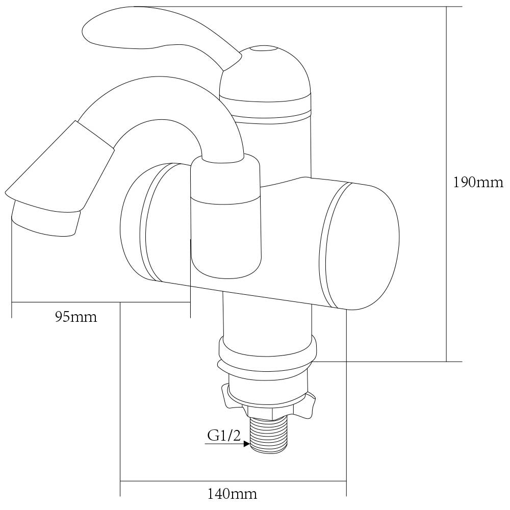 Кран-водонагрівач проточний LZ 3.0кВт 0.4-5бар для раковини гусак вигнутий на гайці AQUATICA LZ-5A111W (9795003) - фото №2 мал.