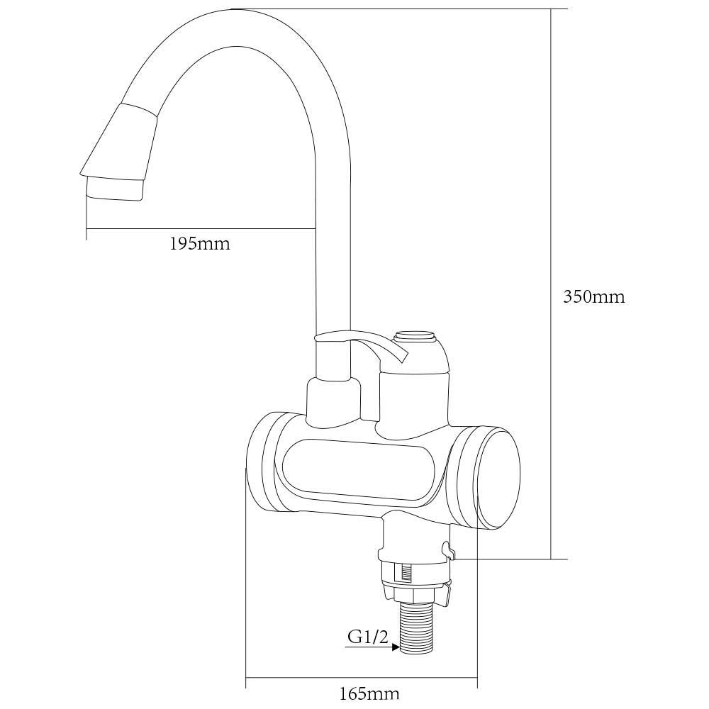 Кран-водонагрівач проточний JZ 3.0кВт 0.4-5бар для кухні гусак вухо на гайці AQUATICA JZ-6B141W (9793103) - фото №3 мал.