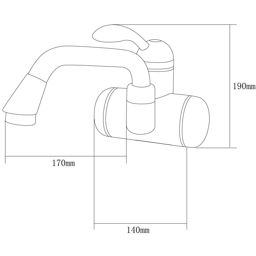 Кран-водонагрівач проточний LZ 3.0кВт 0.4-5бар для раковини гусак вигнутий довгий настінний AQUATICA LZ-6A211W (9795023) - фото №2 мал.